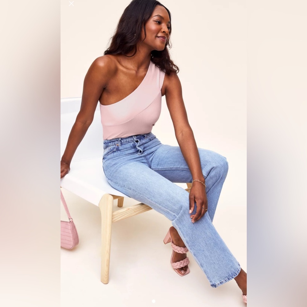Adore Me Lauren Ribbed One-Shoulder Top – Pink (NWT)